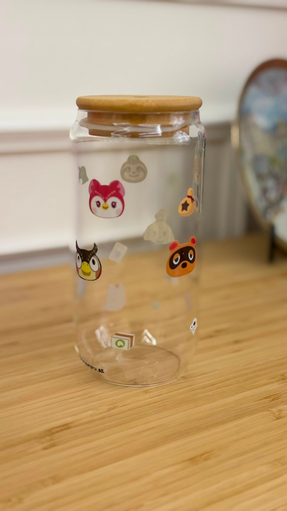AC bamboo lid glass cup