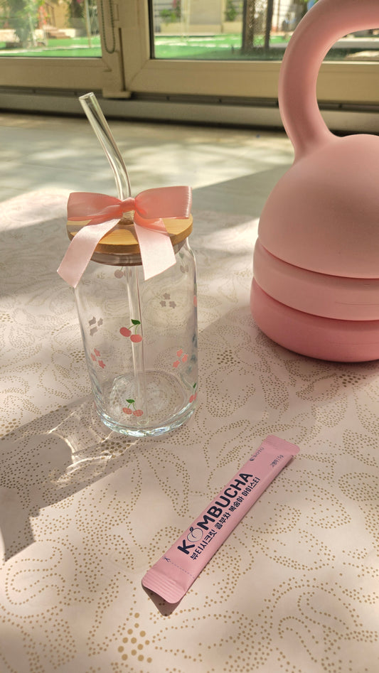 Pink cherry bamboo cup